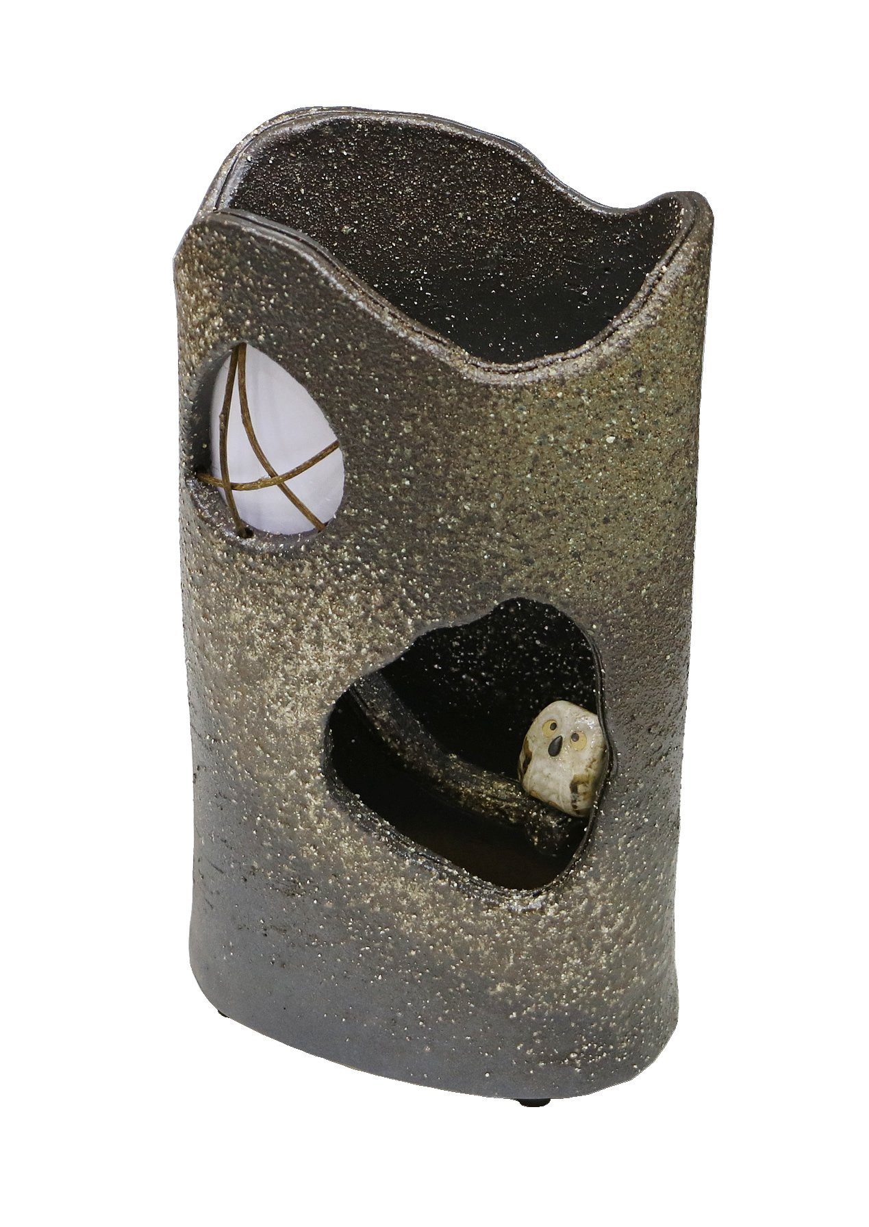 Amazon.co.jp: 信楽焼 フクロウ木漏れ日【ak-0004】 照明 陶器照明